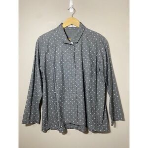 VITAMIN Women's Gray Star Print Button Down Snap Shirt Long Sleeve Sz M Made USA